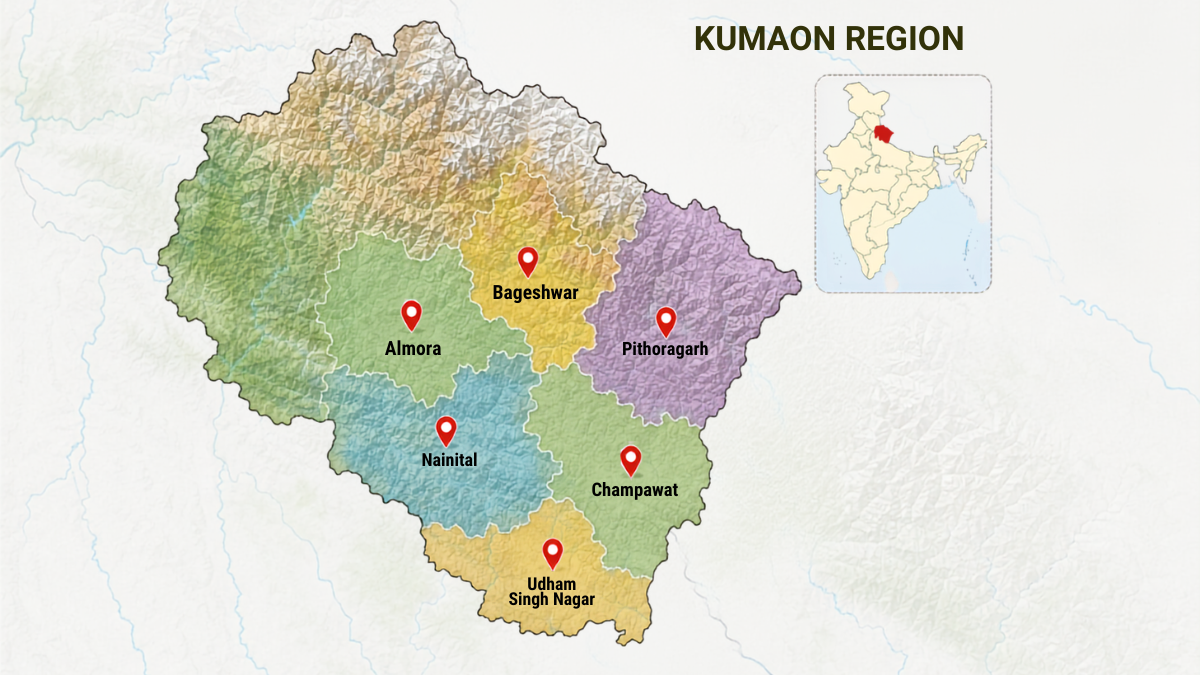 Map of Kumaon Region in Uttarakhand