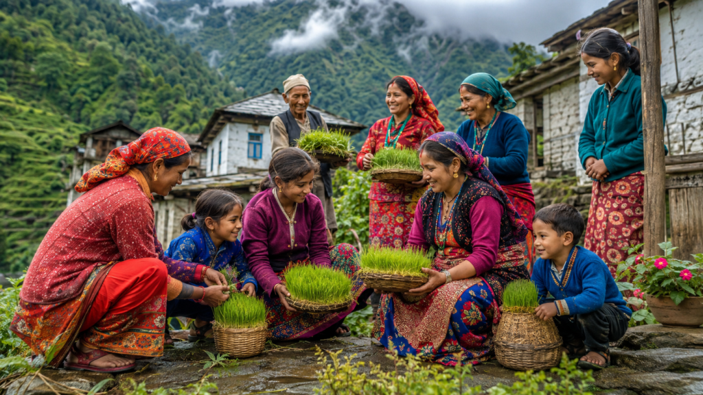 Harela Festival celebration in Uttarakhand with traditional farming rituals