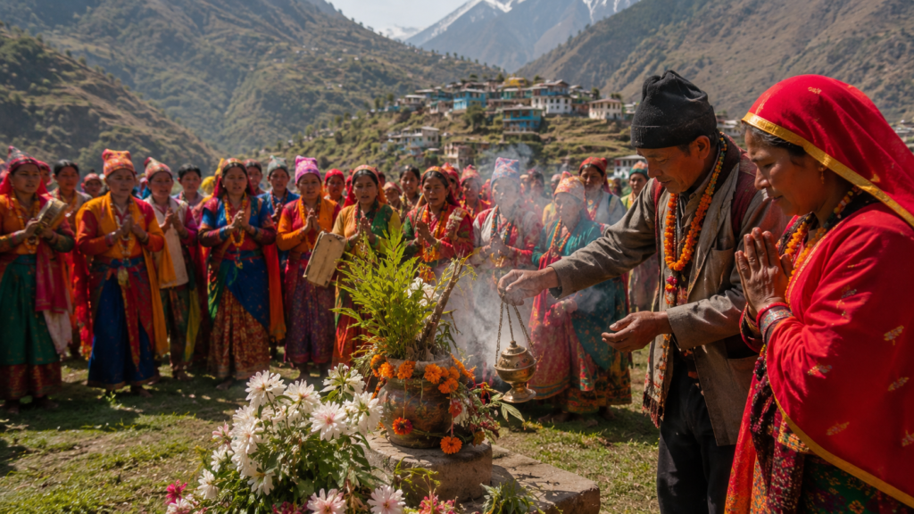 Traditional Kandali Festival celebration in Chamoli Uttarakhand