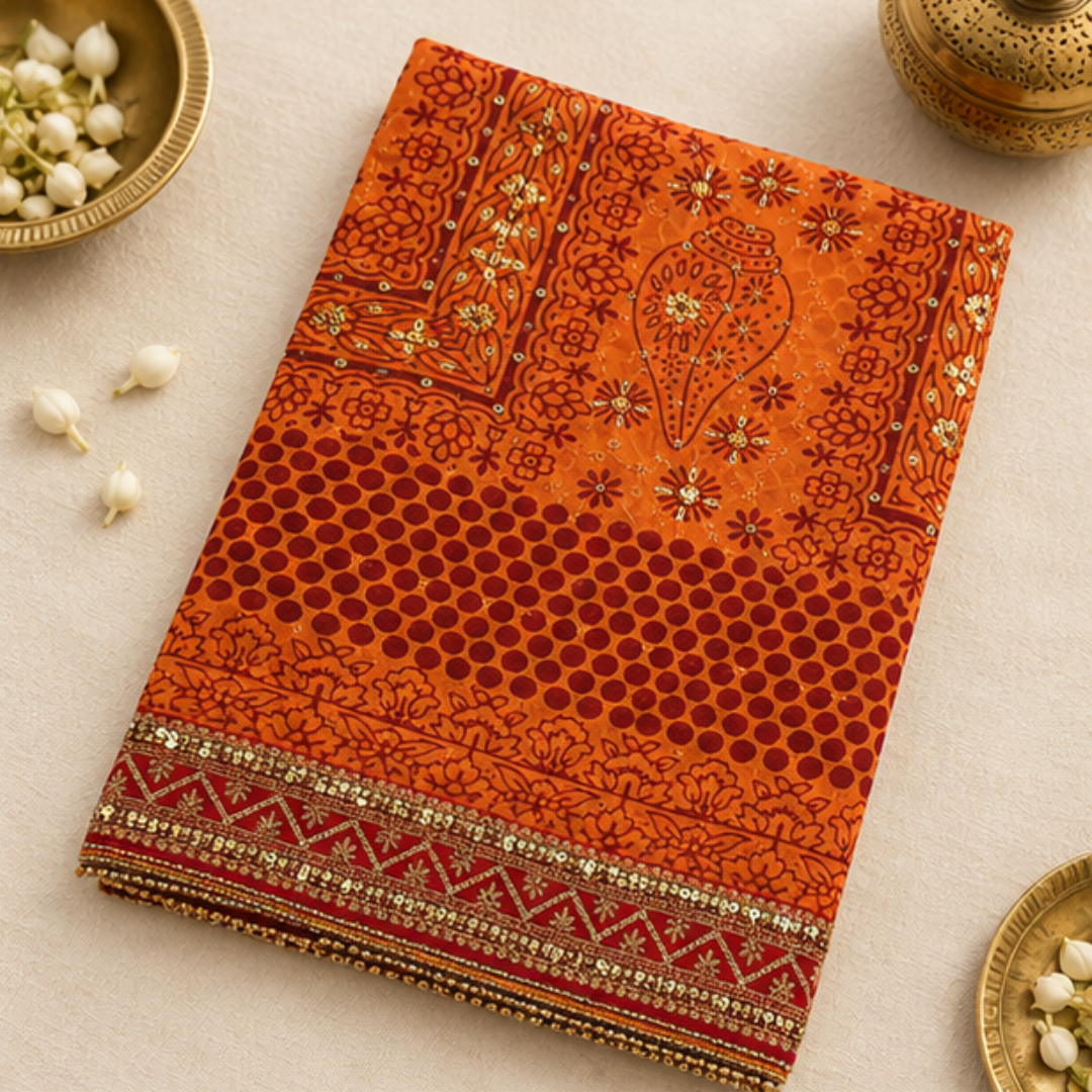Traditional Kumaoni Georgette Pichora – Uttarakhand Ethnic Wear - Image 4