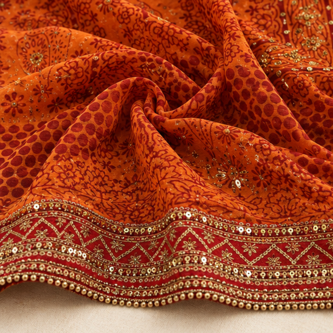 Traditional Kumaoni Georgette Pichora – Uttarakhand Ethnic Wear - Image 3