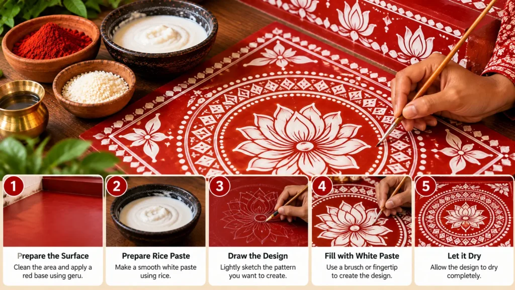 Step-by-step demonstration of an Aipan-inspired design